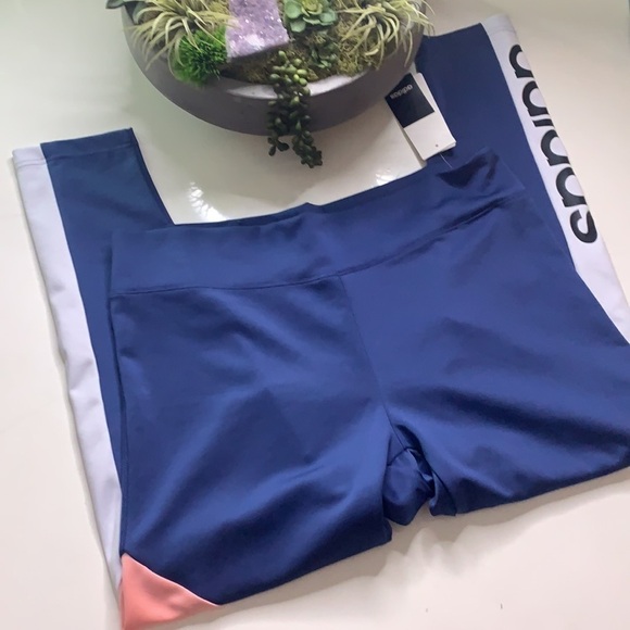New Adidas color blocked pink blue leggings XL women’s active wear nwt - Picture 5 of 5